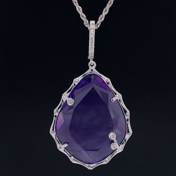 Fantasy Cut Amethyst Pendant with Diamond Accents Geralds Jewelry Oak Harbor, WA