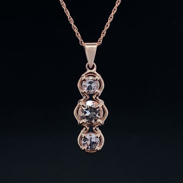 Morganite 3 Stone Pendant in Rose Gold Geralds Jewelry Oak Harbor, WA