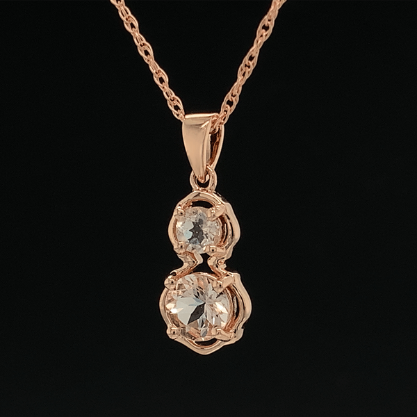 Morganite 2 Stone Pendant in Rose Gold Image 2 Geralds Jewelry Oak Harbor, WA