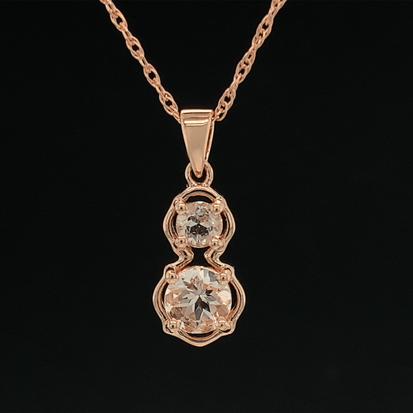 Morganite 2 Stone Pendant in Rose Gold Geralds Jewelry Oak Harbor, WA