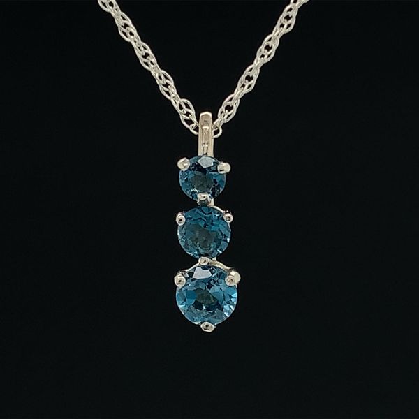 London Blue Topaz 3 Stone Pendant in White Gold Geralds Jewelry Oak Harbor, WA