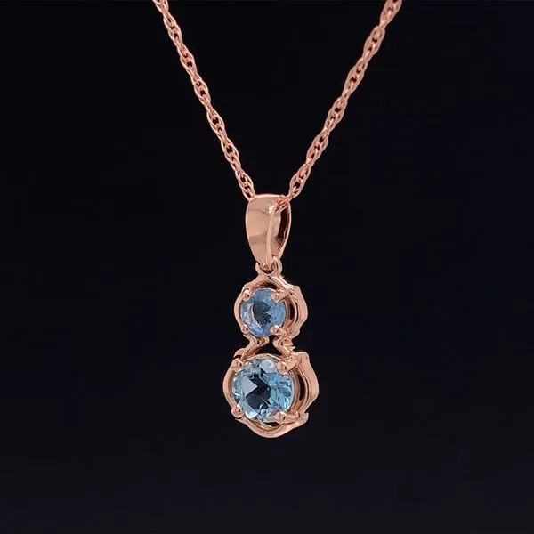 Aquamarine 2 Stone Pendant in Rose Gold Image 2 Geralds Jewelry Oak Harbor, WA