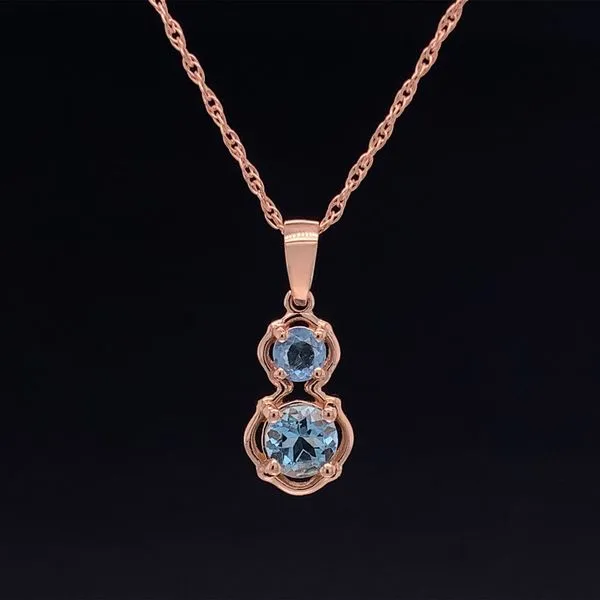 Aquamarine 2 Stone Pendant in Rose Gold Geralds Jewelry Oak Harbor, WA