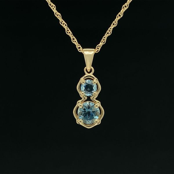Aquamarine 2 Stone Pendant in Yellow Gold Geralds Jewelry Oak Harbor, WA