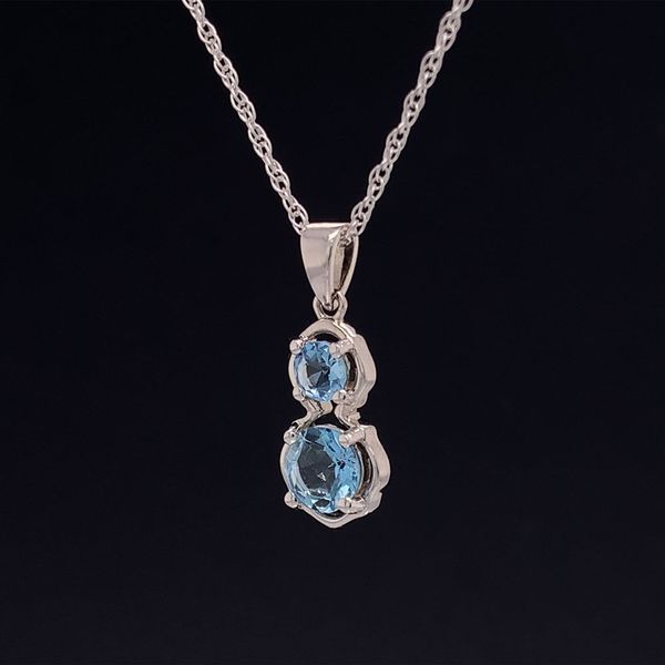 Aquamarine 2 Stone Pendant in White Gold Image 2 Geralds Jewelry Oak Harbor, WA