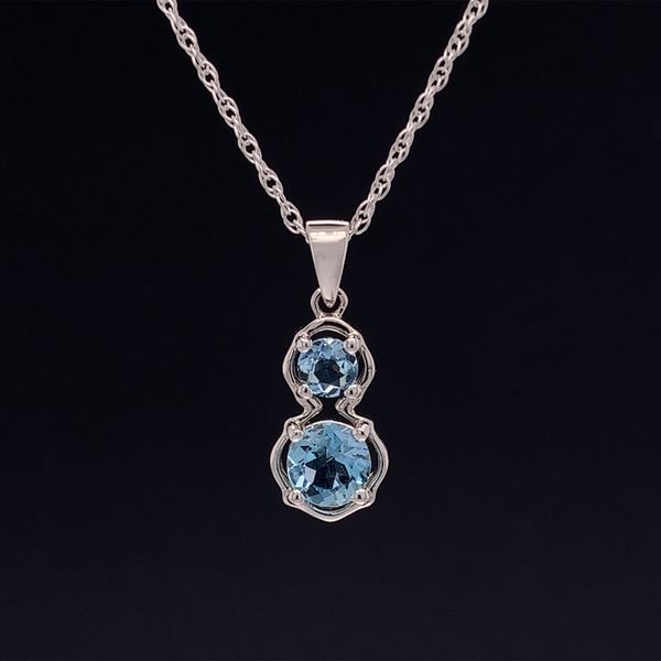 Aquamarine 2 Stone Pendant in White Gold Geralds Jewelry Oak Harbor, WA