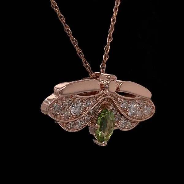 Custom Peridot and Diamond Firefly Pendant Image 3 Geralds Jewelry Oak Harbor, WA
