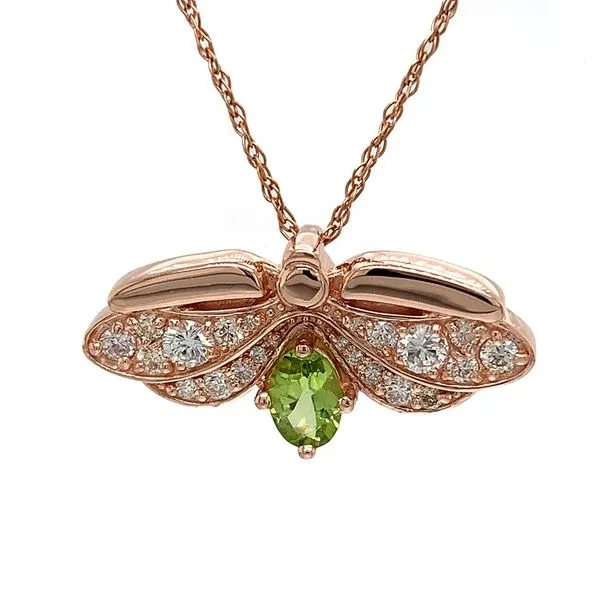 Custom Peridot and Diamond Firefly Pendant Image 4 Geralds Jewelry Oak Harbor, WA