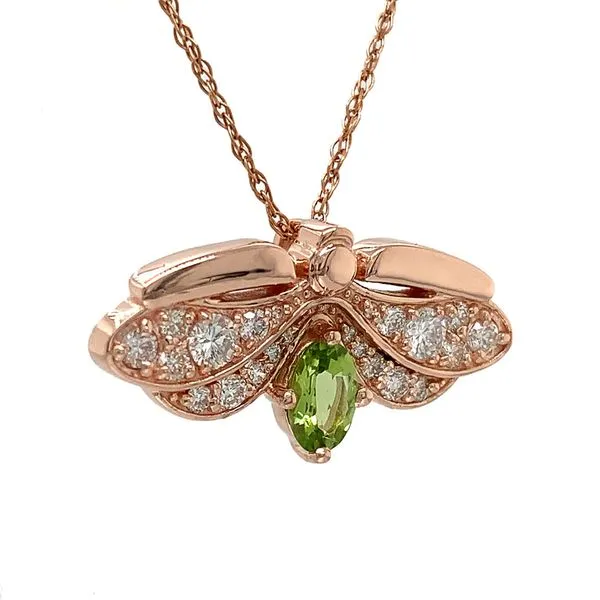 Custom Peridot and Diamond Firefly Pendant Image 5 Geralds Jewelry Oak Harbor, WA