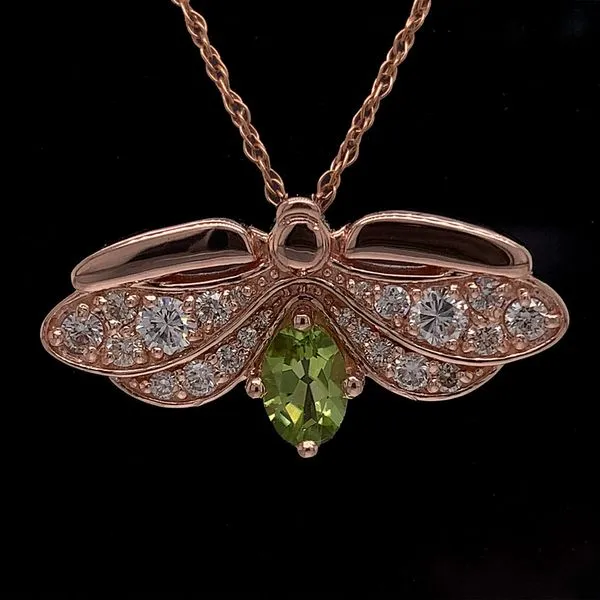 Custom Peridot and Diamond Firefly Pendant Geralds Jewelry Oak Harbor, WA