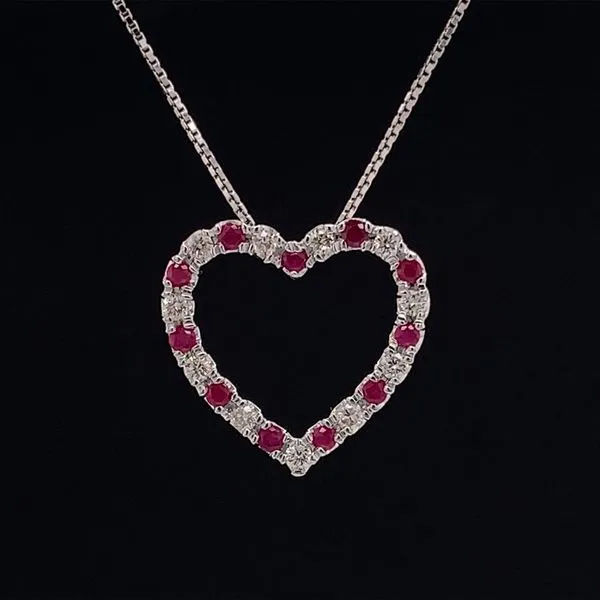 White Gold Ruby And Diamond Heart Pendant Geralds Jewelry Oak Harbor, WA