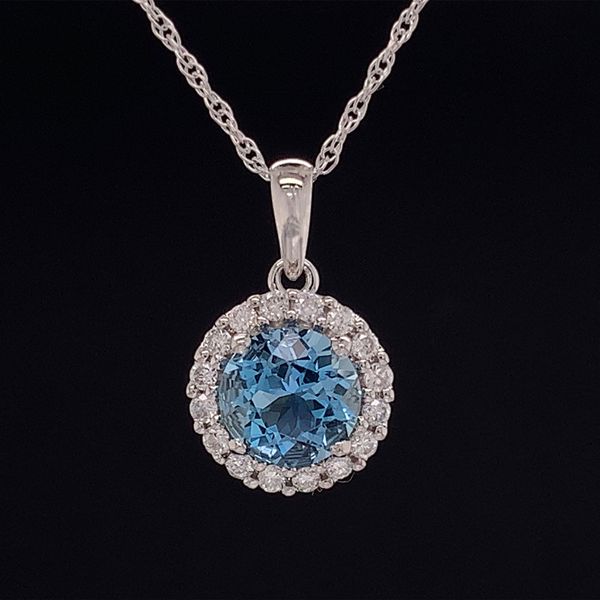 Aquamarine And Diamond Halo Pendant Geralds Jewelry Oak Harbor, WA