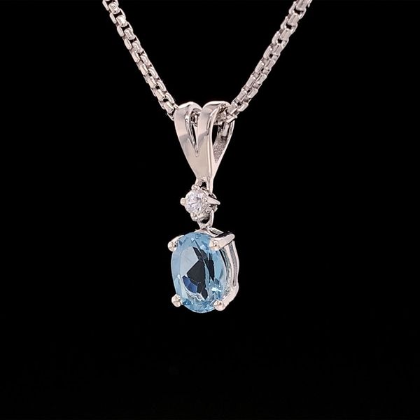Aquamarine And White Sapphire Pendant Image 2 Geralds Jewelry Oak Harbor, WA