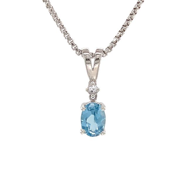 Aquamarine And White Sapphire Pendant Image 4 Geralds Jewelry Oak Harbor, WA