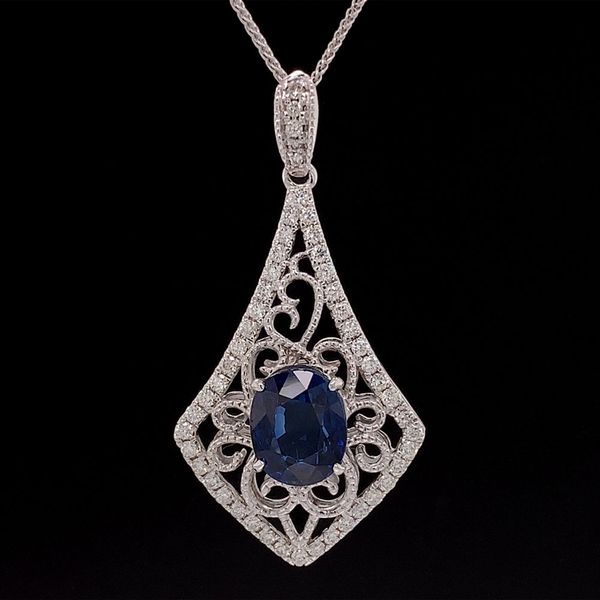 Sapphire And Diamond Pendant With Filigree Geralds Jewelry Oak Harbor, WA