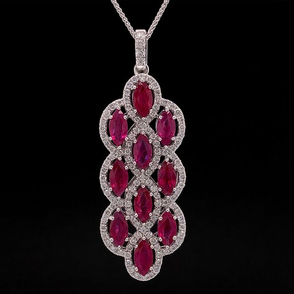 Natural Marquise Ruby And Diamond Pendant Geralds Jewelry Oak Harbor, WA