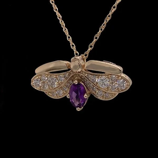 Custom Amethyst and Diamond Firefly Pendant Image 2 Geralds Jewelry Oak Harbor, WA