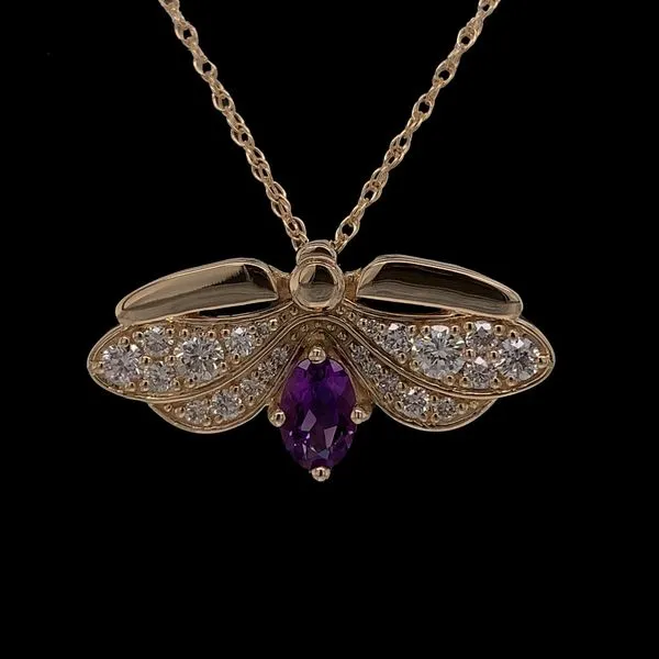 Custom Amethyst and Diamond Firefly Pendant Geralds Jewelry Oak Harbor, WA