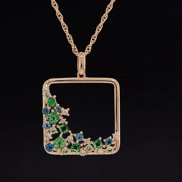 Square Diamond and Gemstone Pendant Geralds Jewelry Oak Harbor, WA