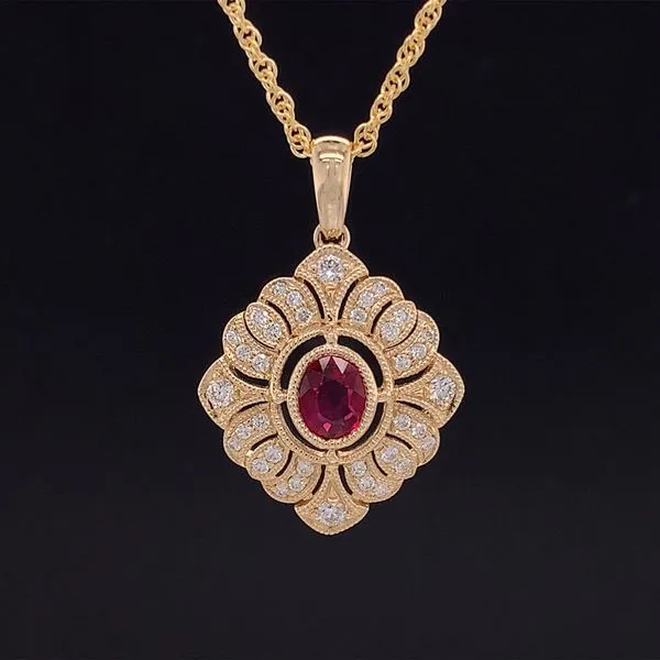Vintage Inspired Ruby And Diamond Pendant Geralds Jewelry Oak Harbor, WA