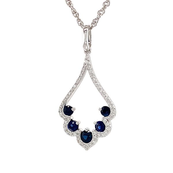 Scalloped Sapphire And Diamond Pendant Image 3 Geralds Jewelry Oak Harbor, WA