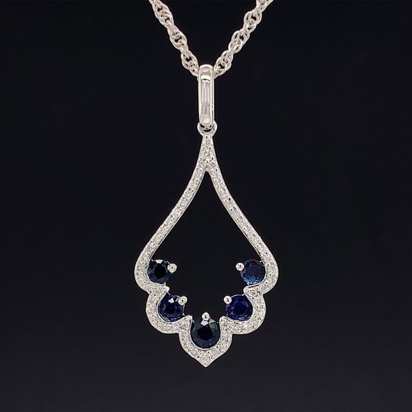 Scalloped Sapphire And Diamond Pendant Geralds Jewelry Oak Harbor, WA
