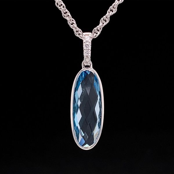 Fantasy Cut Swiss Blue Topaz And Diamond Pendant Geralds Jewelry Oak Harbor, WA