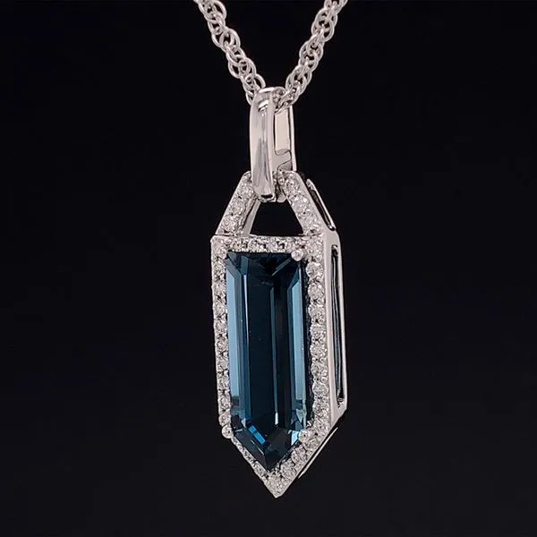Fantasy Cut London Blue Topaz And Diamond Pendant Image 2 Geralds Jewelry Oak Harbor, WA