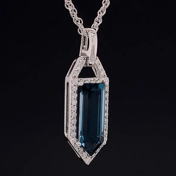 Fantasy Cut London Blue Topaz And Diamond Pendant Image 3 Geralds Jewelry Oak Harbor, WA