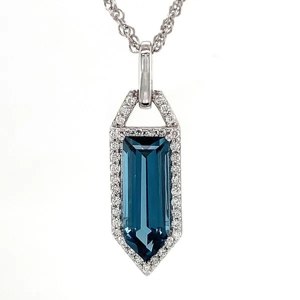 Fantasy Cut London Blue Topaz And Diamond Pendant Image 4 Geralds Jewelry Oak Harbor, WA