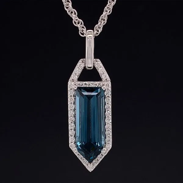 Fantasy Cut London Blue Topaz And Diamond Pendant Geralds Jewelry Oak Harbor, WA
