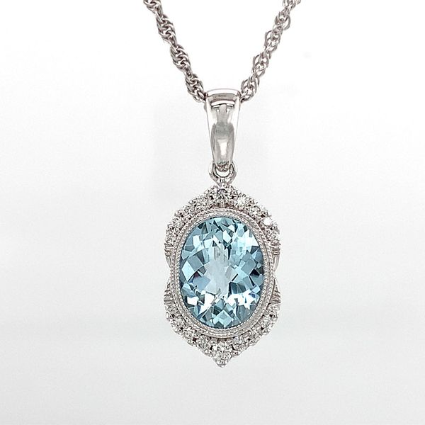 Aquamarine And Diamond Pendant Image 4 Geralds Jewelry Oak Harbor, WA