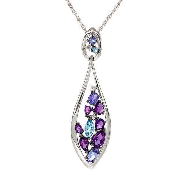 Amethyst, Blue Topaz, Tanzanite And Diamond Pendant Image 4 Geralds Jewelry Oak Harbor, WA