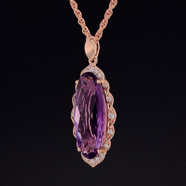 Fantasy Cut Amethyst And Diamond Pendant Image 2 Geralds Jewelry Oak Harbor, WA