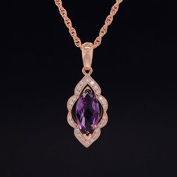 Fantasy Cut Amethyst And Scalloped Diamond Pendant Geralds Jewelry Oak Harbor, WA