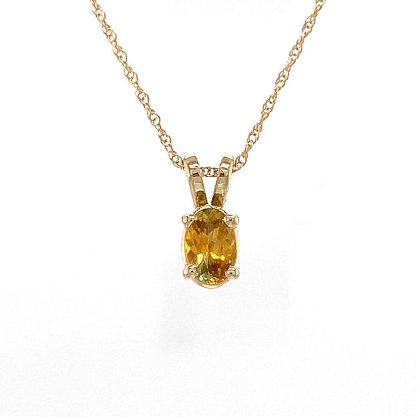 Oval Yellow Montana Sapphire  Pendant in Yellow Gold Image 3 Geralds Jewelry Oak Harbor, WA
