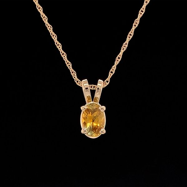 Oval Yellow Montana Sapphire  Pendant in Yellow Gold Geralds Jewelry Oak Harbor, WA