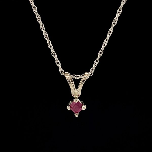 Princess Cut Pink Montana Sapphire Solitaire Pendant Geralds Jewelry Oak Harbor, WA