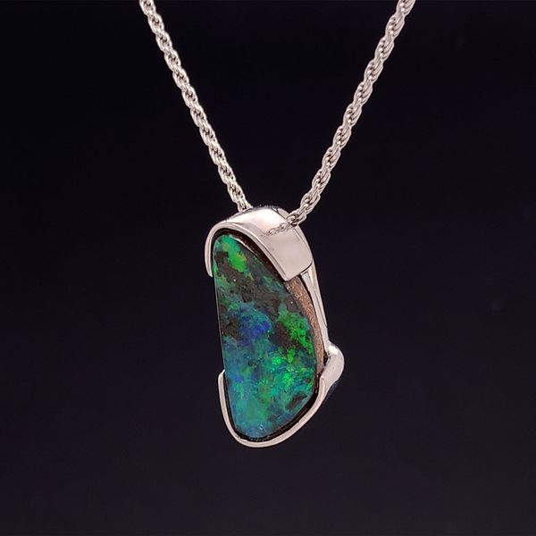 Sterling Silver Natural Australian Boulder Opal Image 2 Geralds Jewelry Oak Harbor, WA