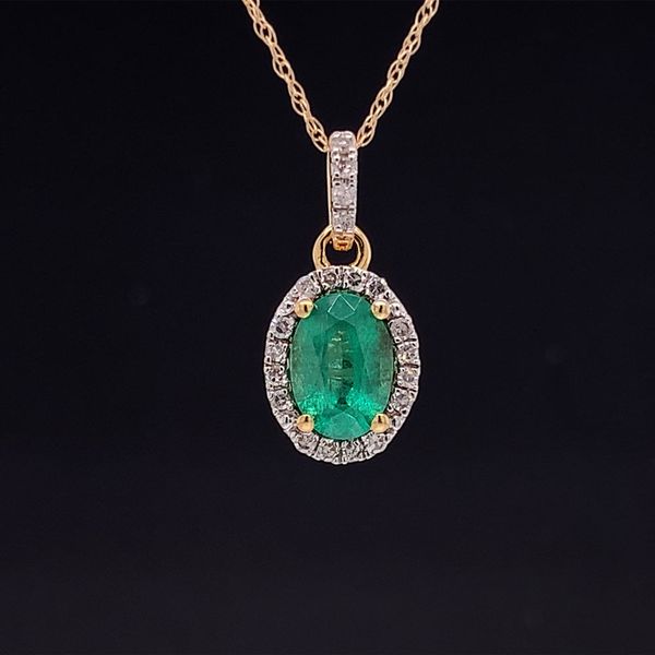 Oval Emerald And Diamond Halo Pendant Geralds Jewelry Oak Harbor, WA