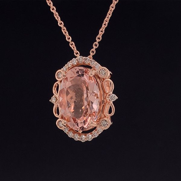 Morganite And Diamond Accented Pendant Image 2 Geralds Jewelry Oak Harbor, WA
