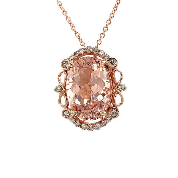 Morganite And Diamond Accented Pendant Image 4 Geralds Jewelry Oak Harbor, WA