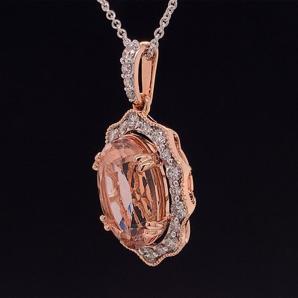 Vintage Style Morganite And Diamond Pendant Image 2 Geralds Jewelry Oak Harbor, WA