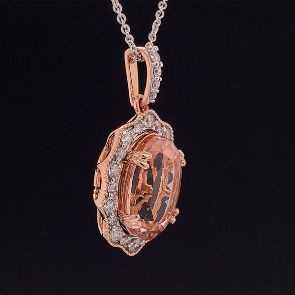 Vintage Style Morganite And Diamond Pendant Image 3 Geralds Jewelry Oak Harbor, WA