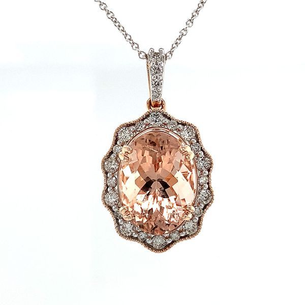 Vintage Style Morganite And Diamond Pendant Image 4 Geralds Jewelry Oak Harbor, WA