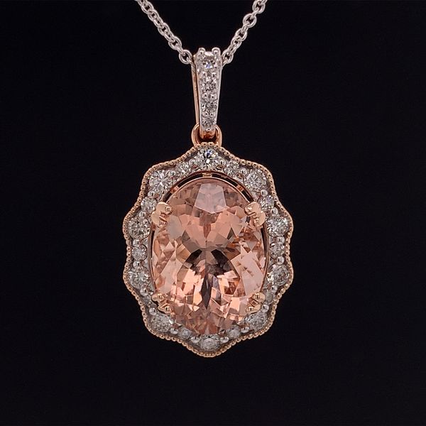 Vintage Style Morganite And Diamond Pendant Geralds Jewelry Oak Harbor, WA