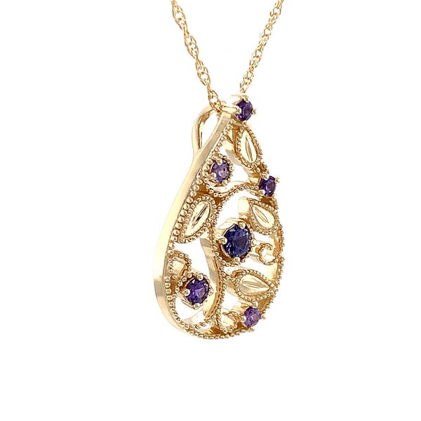 Rare Purple Yogo Sapphire Filigree Yellow Gold Pendant Image 5 Geralds Jewelry Oak Harbor, WA