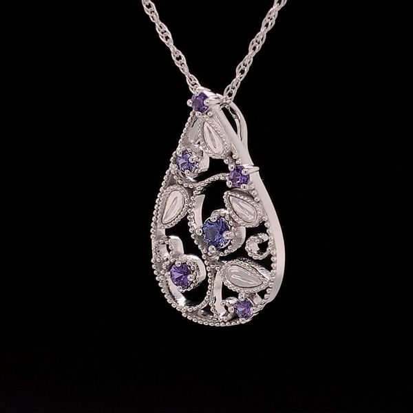 Rare Purple Yogo Sapphire Filigree White Gold Pendant Image 2 Geralds Jewelry Oak Harbor, WA