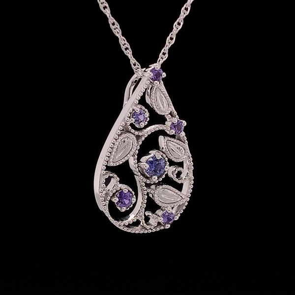 Rare Purple Yogo Sapphire Filigree White Gold Pendant Image 3 Geralds Jewelry Oak Harbor, WA