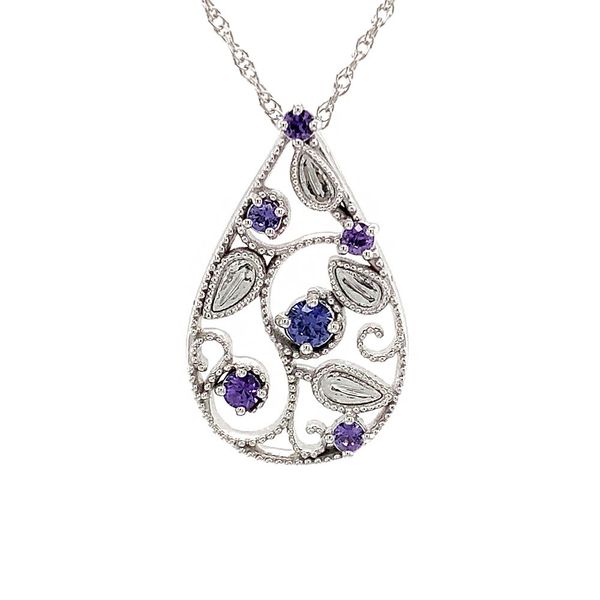 Rare Purple Yogo Sapphire Filigree White Gold Pendant Image 4 Geralds Jewelry Oak Harbor, WA